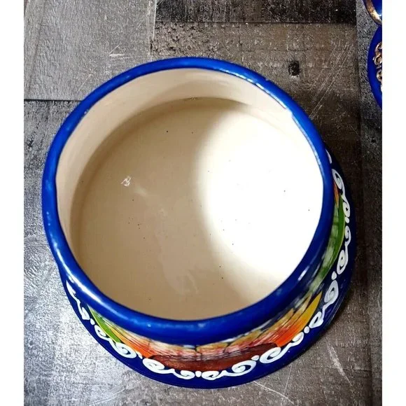 Cobalt Blue Mexican Talavera Sunflowe Bell Pottery Kitchen Canister Cookie Jar - Picture 6 of 8